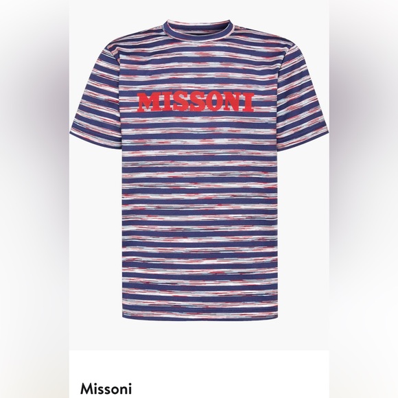 Missoni Men's Stripe Cotton Jersey Logo Tee - Picture 5 of 5